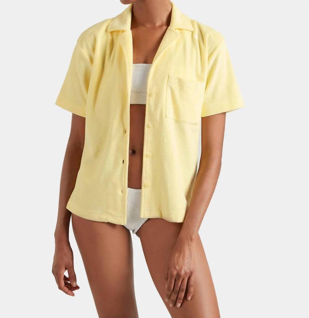 NEW HUNZA G terry toweling cuban shirt in butter
